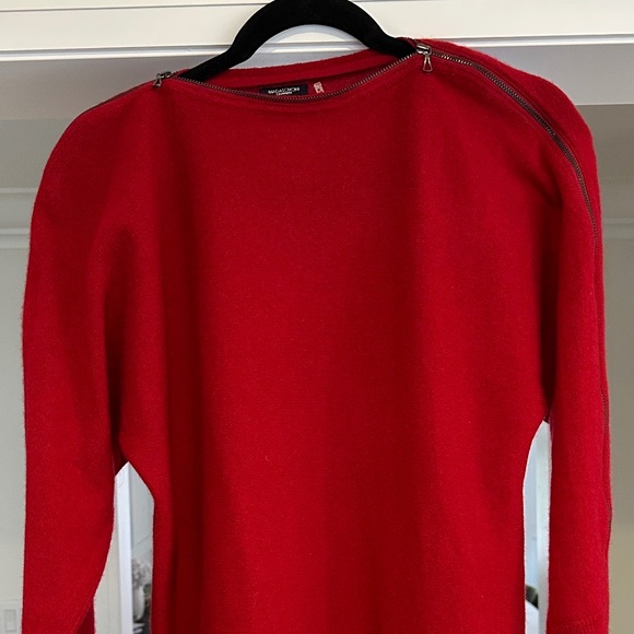 Magaschoni Tomato Red Cashmere Boat Neck Zip Sweater - Size M - Picture 12 of 15
